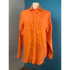 16 1/2 orange Ralph Lauren, long sleeve button up T-shirt